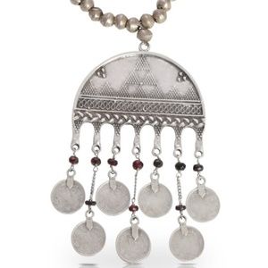 Silver statement necklace w lapis